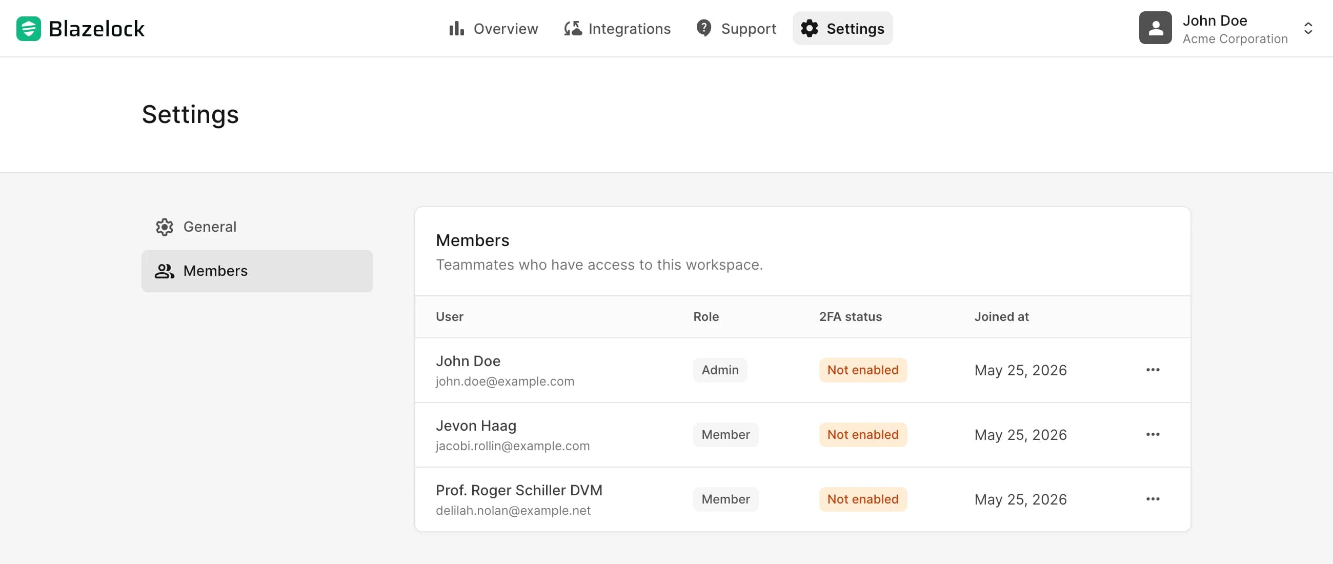 Members page with member list