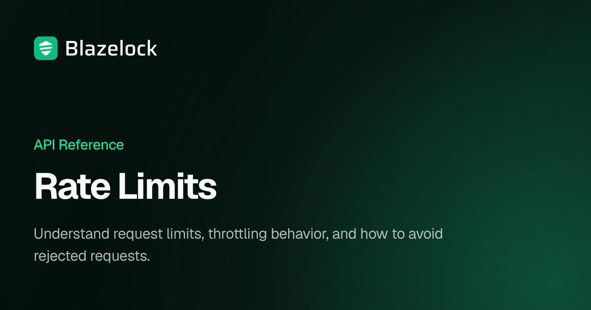 Rate Limits for the API - Blazelock Docs